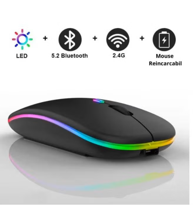 ماوس W10 - لاسلكي وبلوتوث RGB خفيف غير لامع