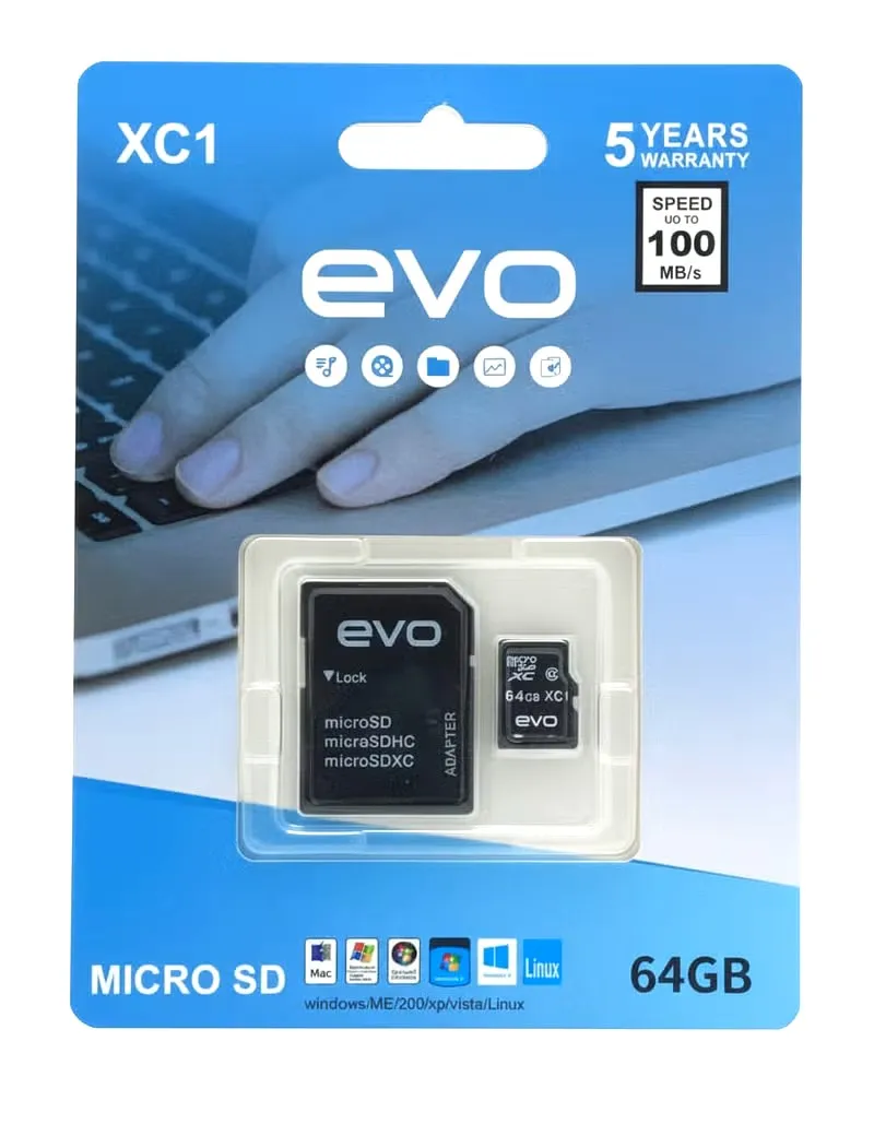 بطاقة ذاكرة EVO Micro SD XC1 تصل سرعتها إلى 100 ميجابايت/ثانية - 64 جيجابايت